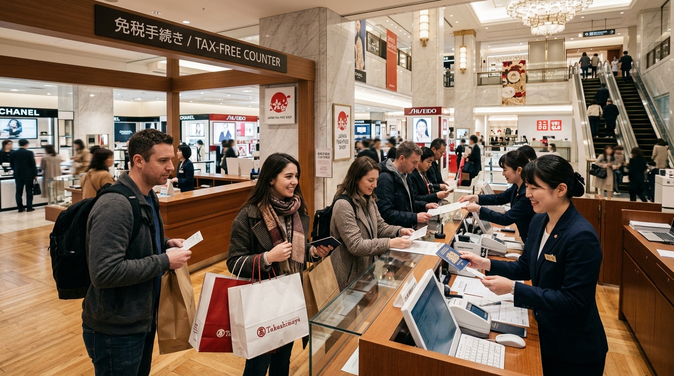 Tax-free shopping counter in Japan