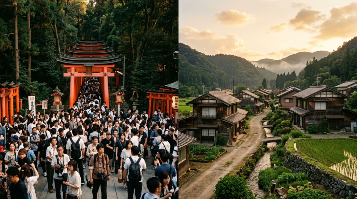 観光ブームの光と影——混雑する有名観光地と静かな地方の対比