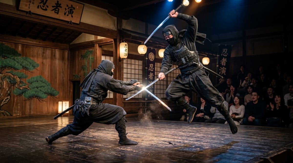 迫力ある忍者アクションショー