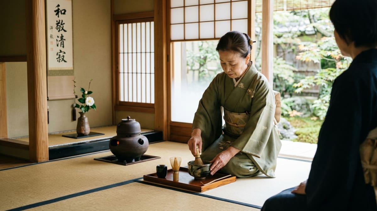 静謐な茶室での茶道体験