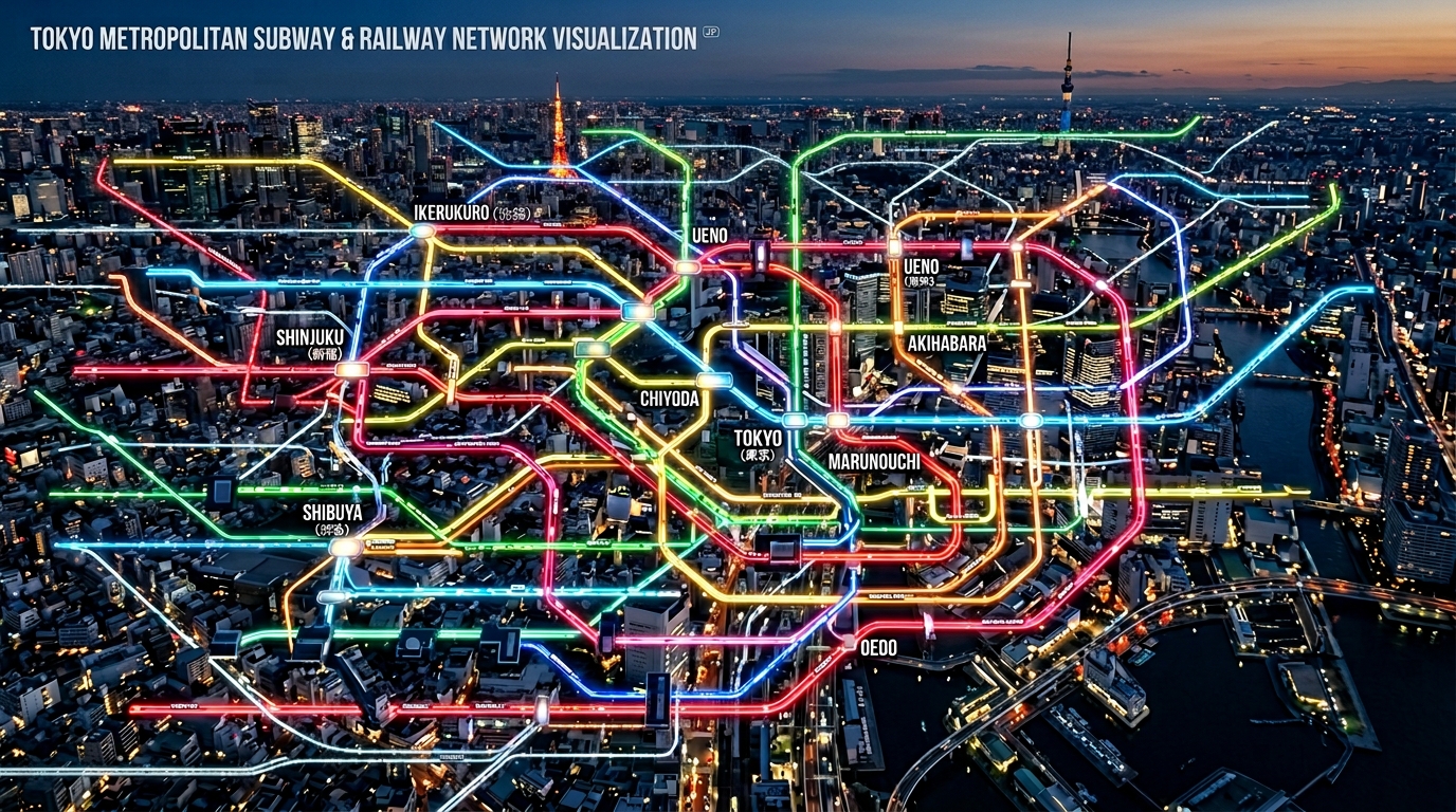 複雑な東京の地下鉄路線図