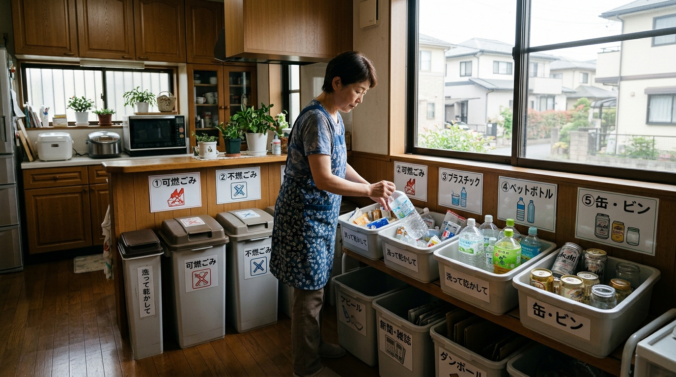 日本家庭での廃棄物リサイクル分別